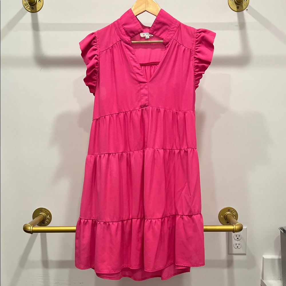 Umgee Fuchsia Ruffled Kids Dress